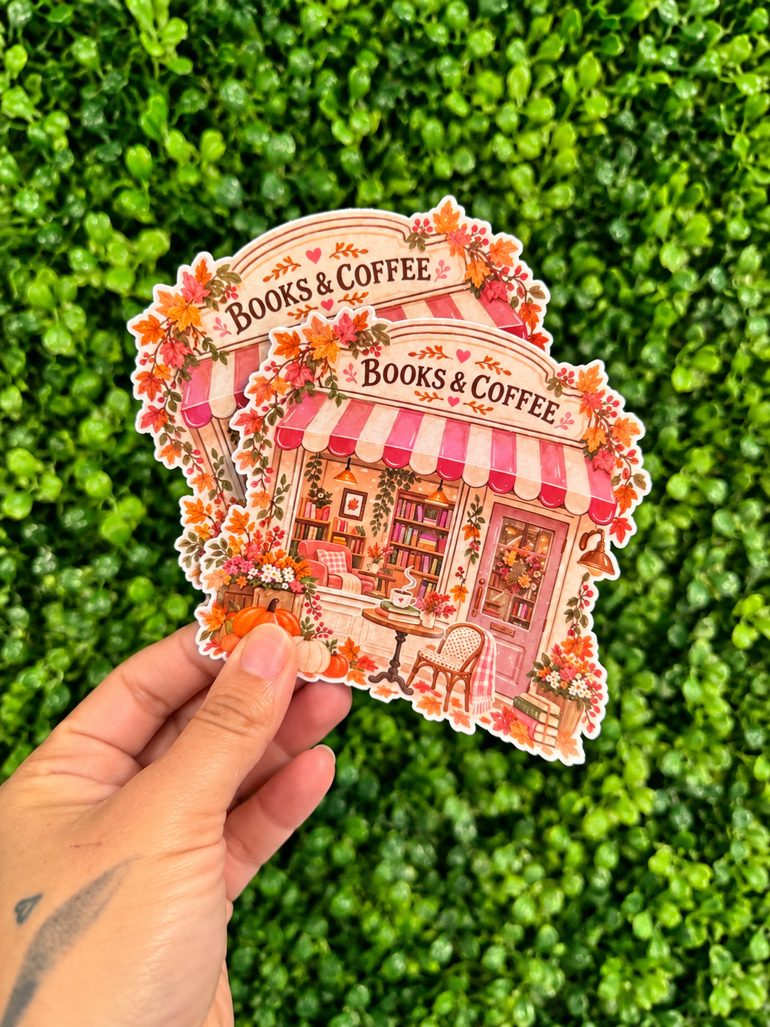 Books & Coffee Fall Sticker 🍂📚☕