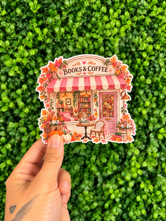 Books & Coffee Fall Sticker 🍂📚☕